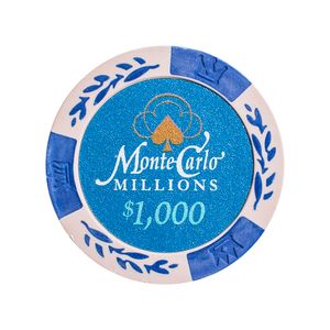 Fichas 14 Gramas Clay Lote com 25 Modelo Monte Carlo Millions 1.000