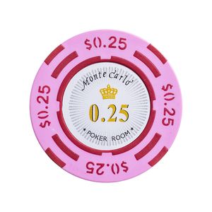 Fichas 14 Gramas Clay Lote com 25 Modelo Monte Carlo Poker Room 0,25