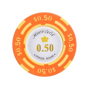 Fichas 14 Gramas Clay Lote com 25 Modelo Monte Carlo Poker Room 0,50