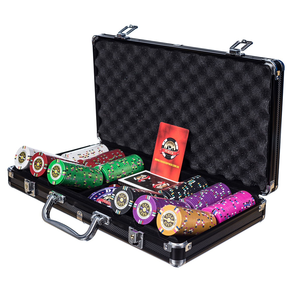 Maleta de Poker 300 fichas 14gms Gold Rush Cidade do Poker