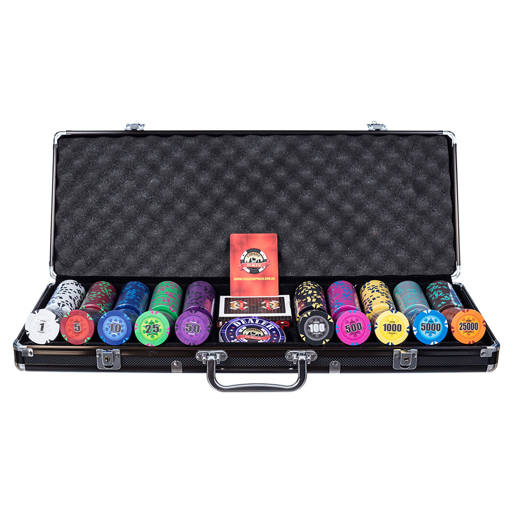 Maleta de Poker 500 fichas 11,5gms Abs Prime Cidade do Poker
