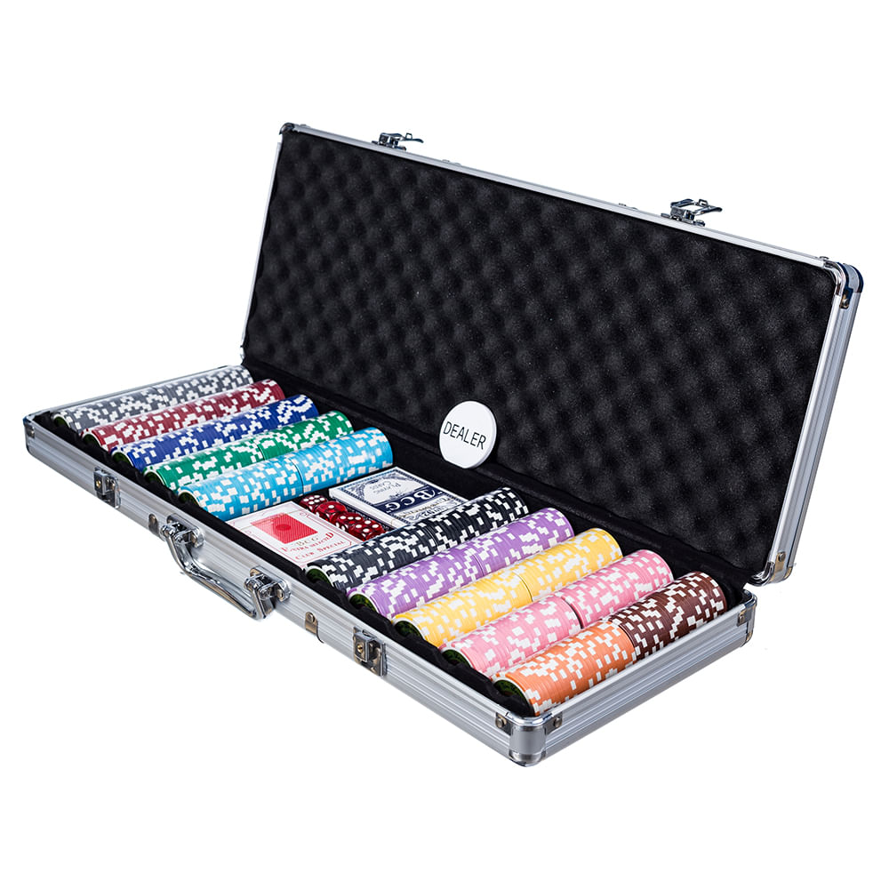 Maleta de Poker 500 fichas 11,5gms Black Diamond Prata Cidade do Poker