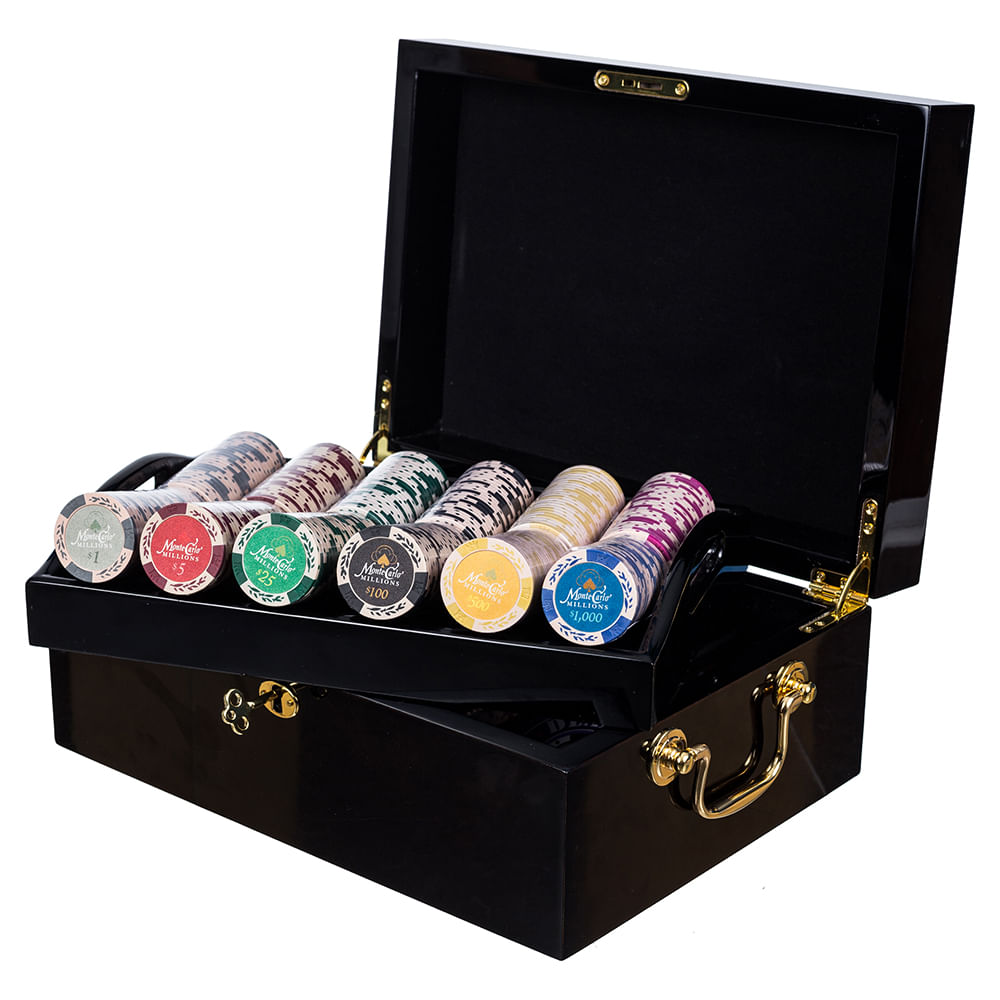 Maleta de Poker 500 Fichas 14gms Monte Millions Case Madeira