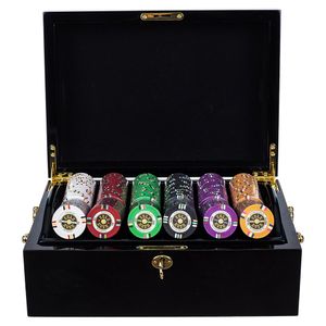 Maleta de Poker 500 Fichas 14gms Gold Rush Case Madeira