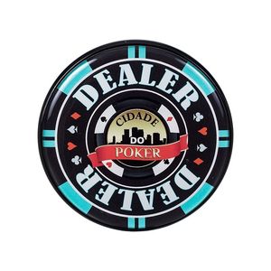 Botão Dealer Acrílico 8cm Azul Cidade do Poker
