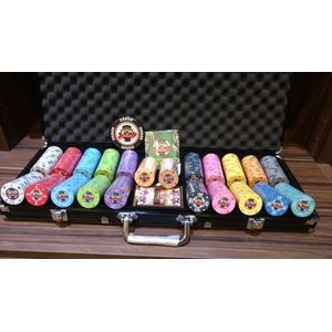 Maleta com 500 fichas Cêramica 39mm 10 grs Cidade do Poker