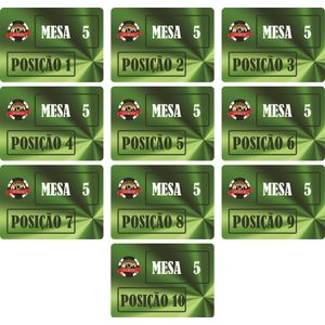 Pacote com 10 Cartões de Posição Mesa 5