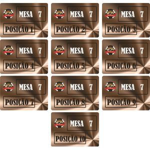 Pacote com 10 Cartões de Posição Mesa 7