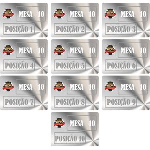 Pacote com 10 Cartões de Posição Mesa 10