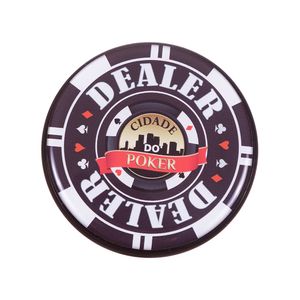Botão Dealer Acrílico 8cm Branco e Preto Cidade do Poker
