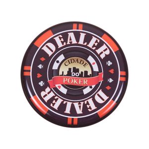 Botão Dealer Acrílico 8cm Vermelho Cidade do Poker