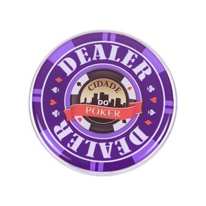 Botão Dealer Acrílico 8cm Roxo Cidade do Poker