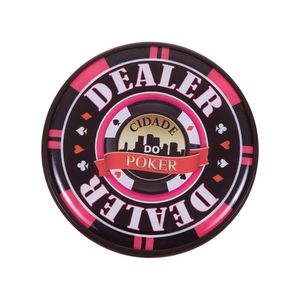 Botão Dealer Acrílico 8cm Rosa Cidade do Poker