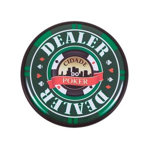 Botão Dealer Acrílico 8cm Verde Escuro Cidade do Poker