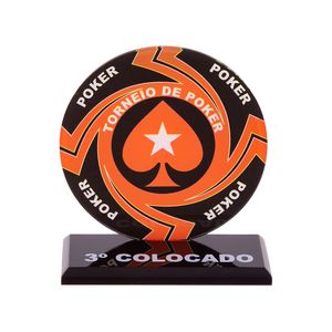 Troféu Para Poker Mod. 1 Vermelho 3º Colocado