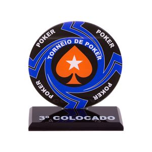 Troféu Para Poker Mod. 1 Azul 3º Colocado