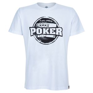 Camiseta Let's Play Poker Branca