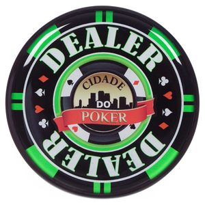 Botão Dealer Acrílico 8cm Verde Cidade do Poker