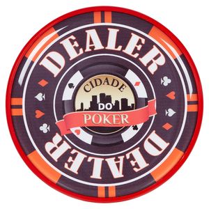 Botão Dealer Acrílico 8cm Vermelho 2 Cidade do Poker