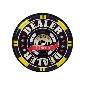 Botão Dealer Acrílico 8cm Amarelo Cidade do Poker