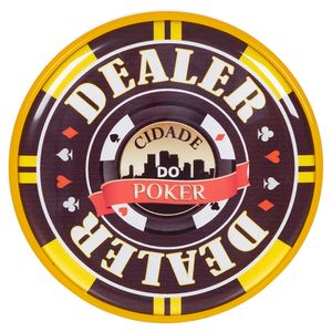 Botão Dealer Acrílico 8cm Amarelo 2 Cidade do Poker