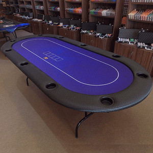 Mesa de Poker Oval 2,40 x 1,10 Com Porta Copos Azul
