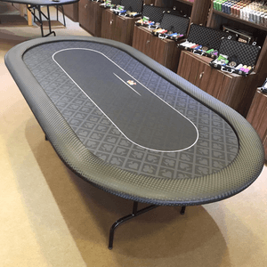 Mesa de Poker Oval 2,20 x 1,10 Preta Com Naipes