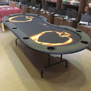 Mesa de Poker Oval 2,50 x 1,10 Espada com Fogo com Porta Copos
