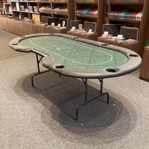 Mesa de Poker Oval 2,20 x 1,10 C/ Entrada Dealer Verde luxo C/ Porta Copos
