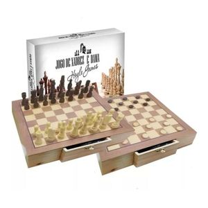 Jogo Xadrez/Dama 39cm em Madeira 28809