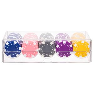 Estojo de Acrílico Com 100 fichas de Poker de 11,5gms Abs Dice