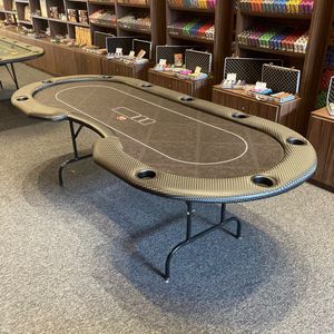 Mesa de Poker Oval 2,50 x 1,10 Preto Luxo com Porta Copos