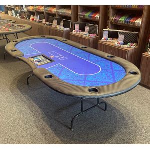 Mesa de Poker 2,50 x 1,10 Azul com Porta Copos